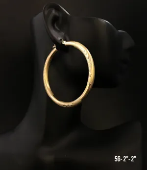 Large textured hoop earrings 10K solid gold