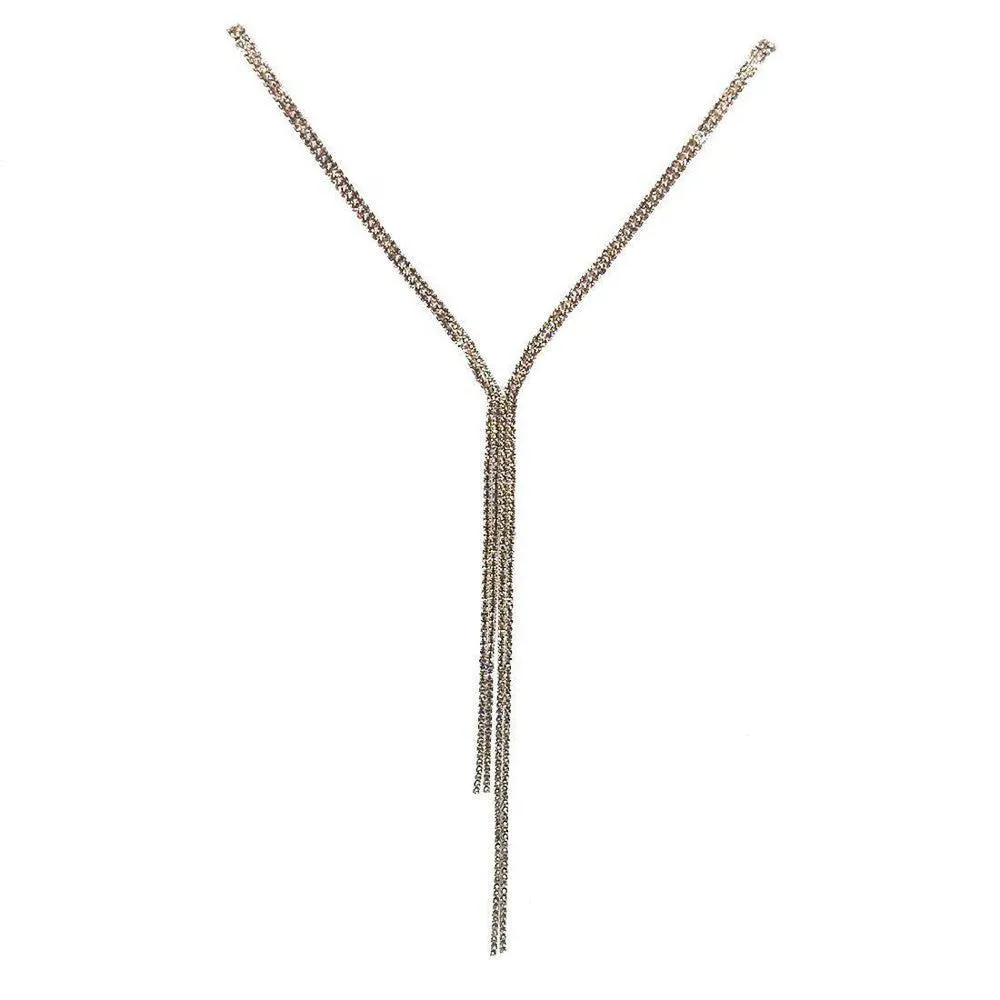 Lariat Pave Silver Necklace