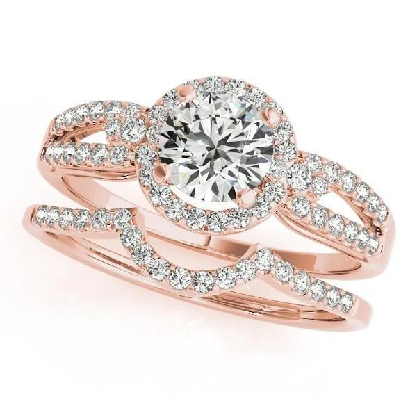 Latasha Round Center Stone Split Shank Cathedral Engagement Ring