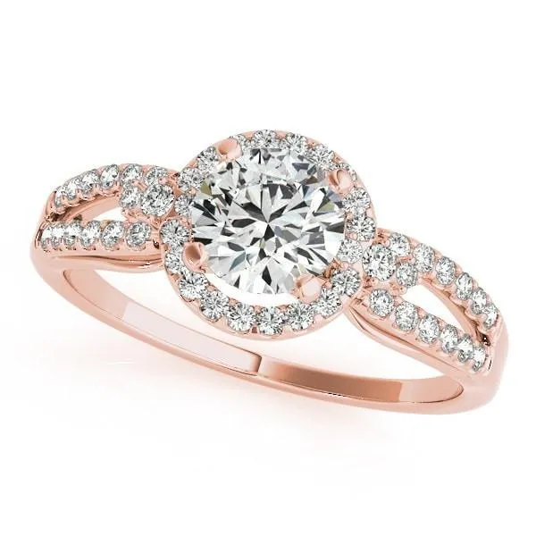 Latasha Round Center Stone Split Shank Cathedral Engagement Ring