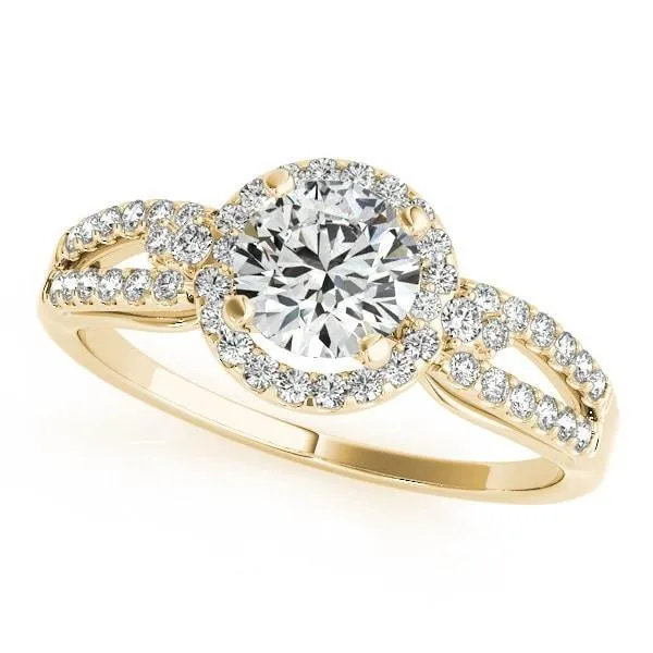 Latasha Round Center Stone Split Shank Cathedral Engagement Ring