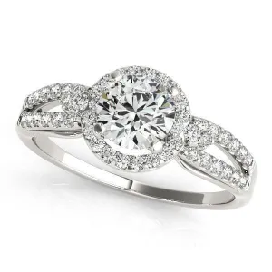 Latasha Round Center Stone Split Shank Cathedral Engagement Ring