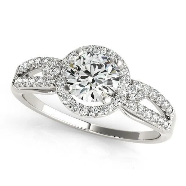 Latasha Round Center Stone Split Shank Cathedral Engagement Ring
