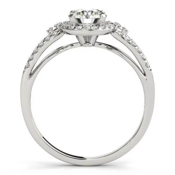 Latasha Round Center Stone Split Shank Cathedral Engagement Ring