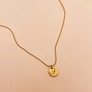Lazer Engraved 11MM Monogram Disc with Thin Snake Chain