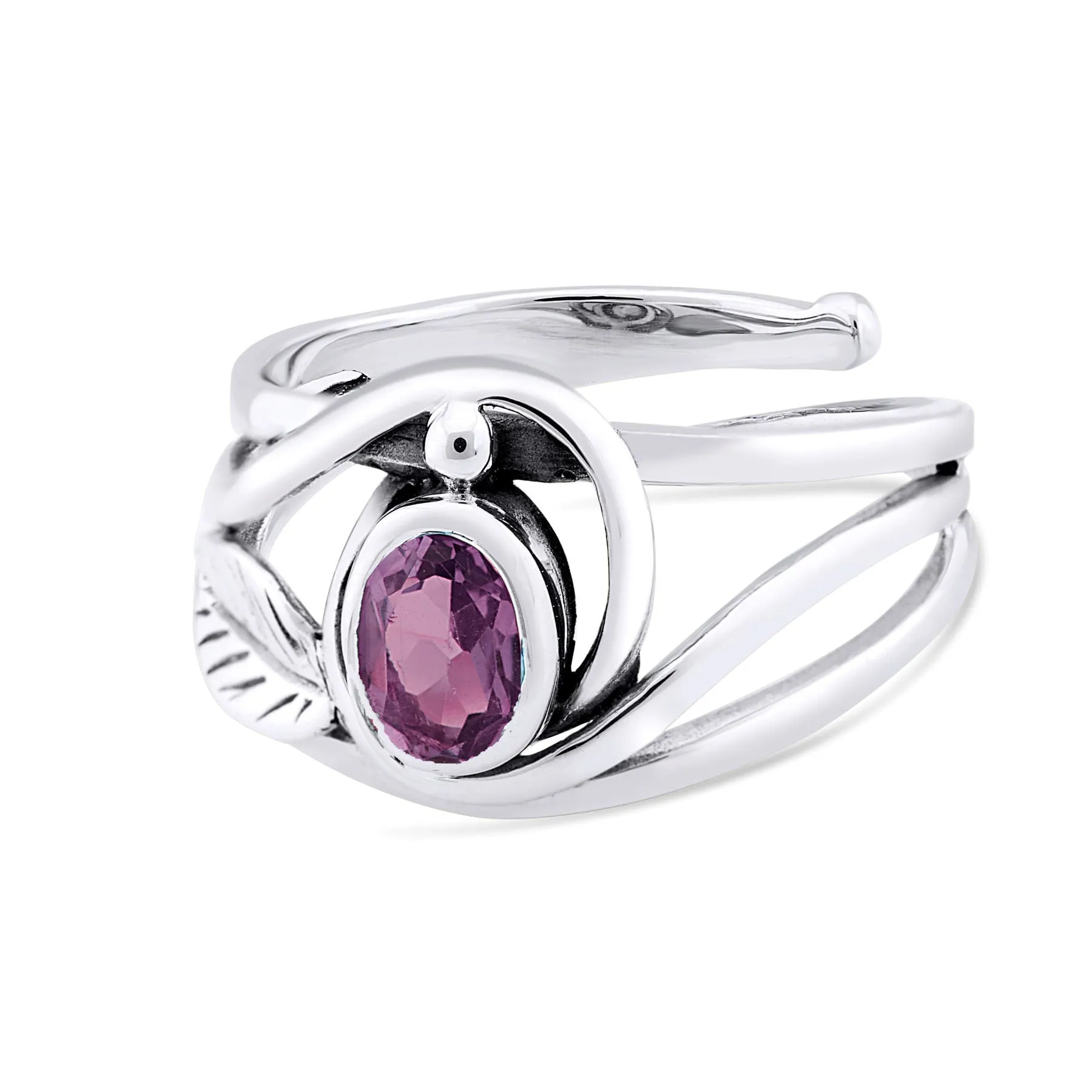 Leaf Ring in Silver Gold & various gemstones