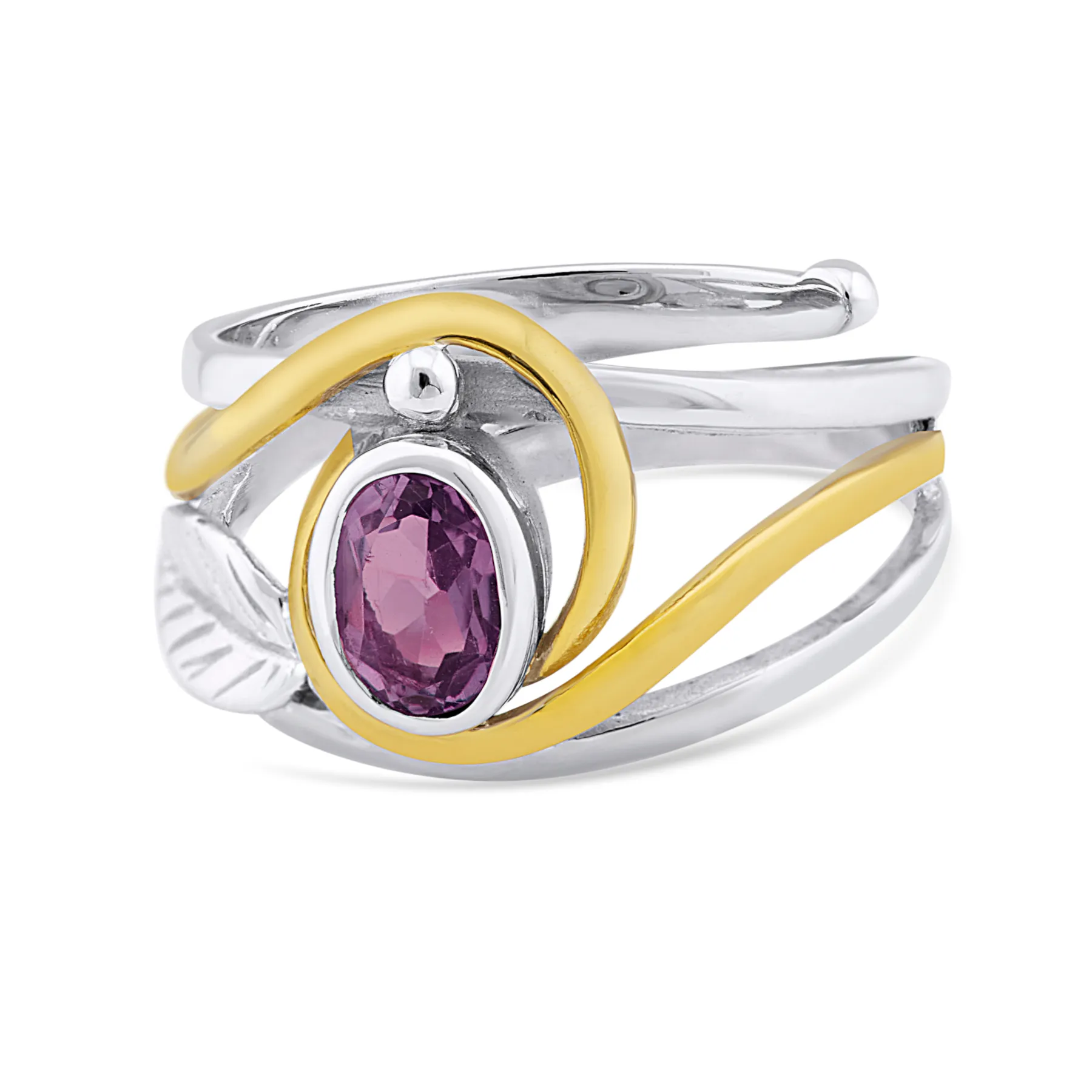 Leaf Ring in Silver Gold & various gemstones