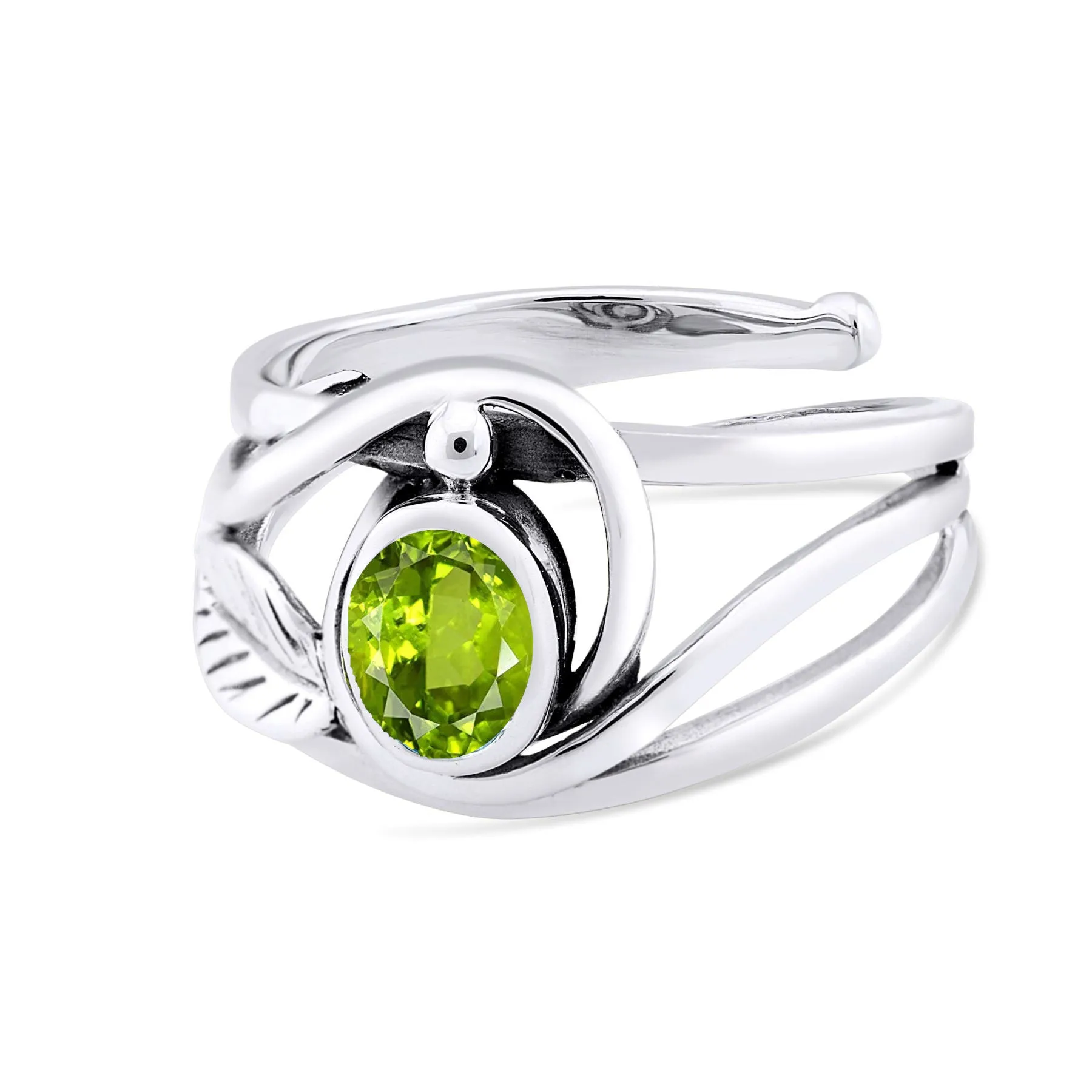Leaf Ring in Silver Gold & various gemstones