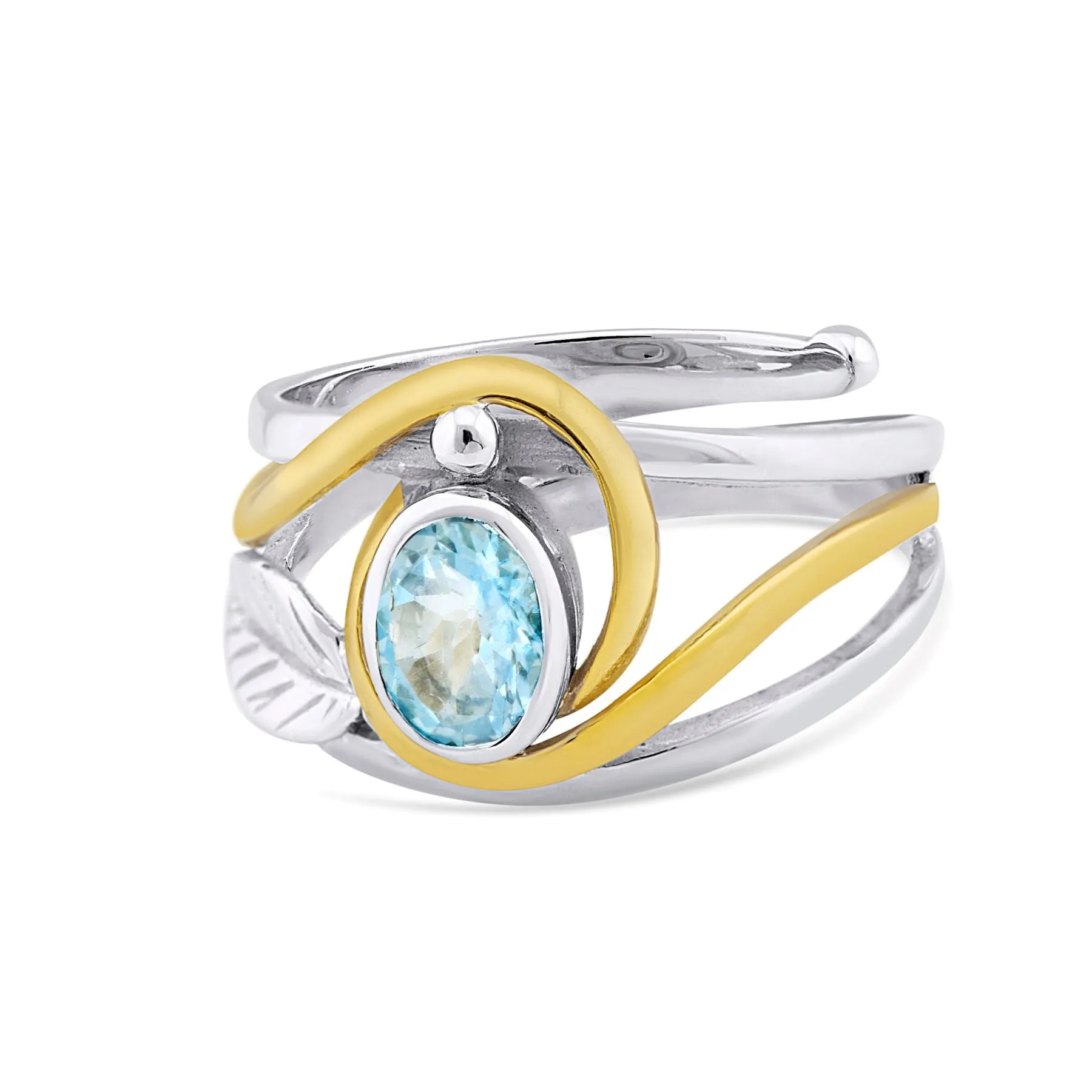 Leaf Ring in Silver Gold & various gemstones