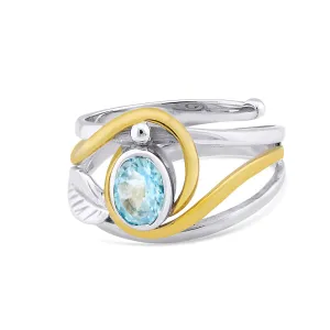 Leaf Ring in Silver Gold & various gemstones