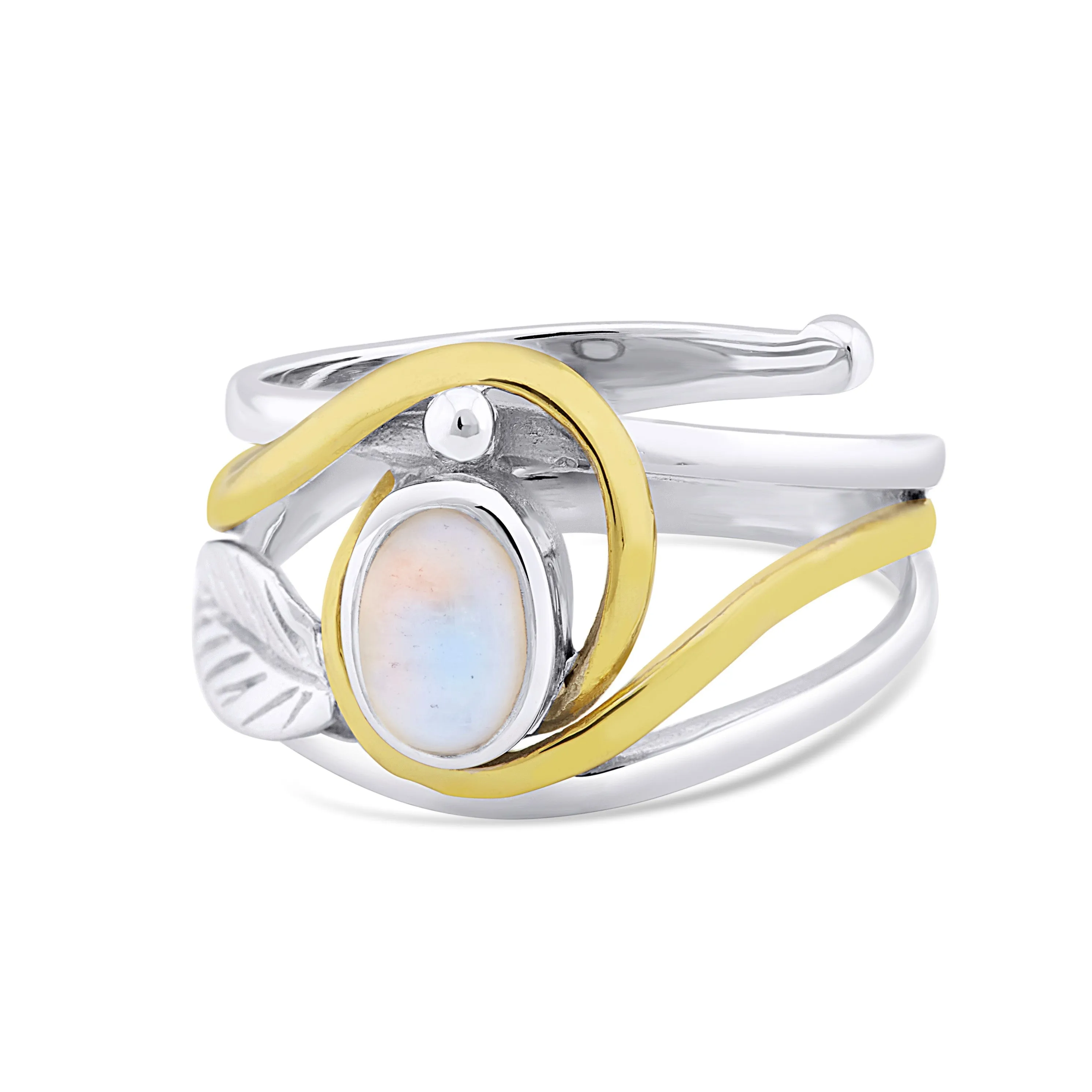 Leaf Ring in Silver Gold & various gemstones