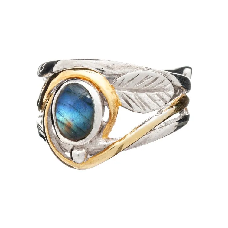 Leaf Ring in Silver Gold & various gemstones