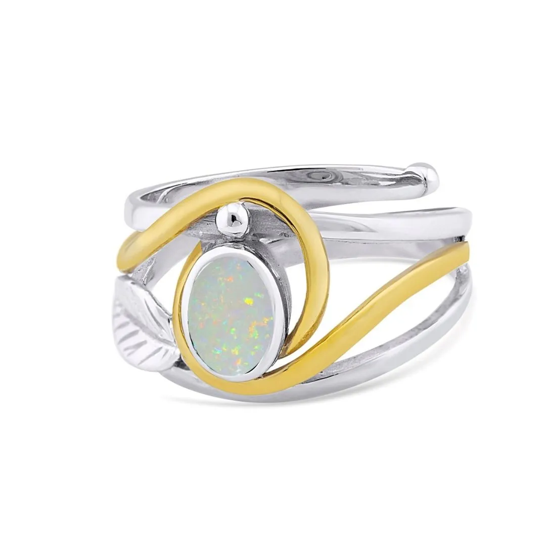 Leaf Ring in Silver Gold & various gemstones