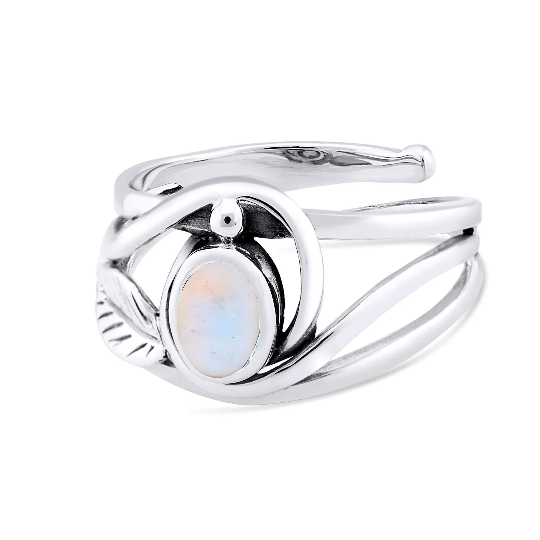 Leaf Ring in Silver Gold & various gemstones