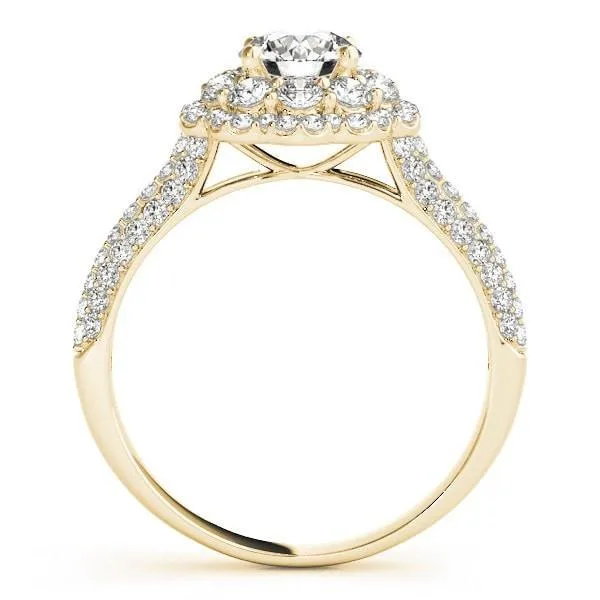Leanne Round Center Stone Micro Pave Shank Halo Engagement Ring