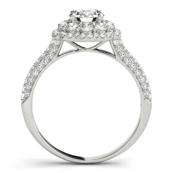 Leanne Round Center Stone Micro Pave Shank Halo Engagement Ring