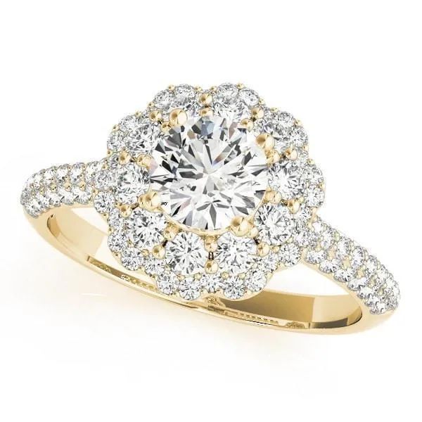 Leanne Round Center Stone Micro Pave Shank Halo Engagement Ring