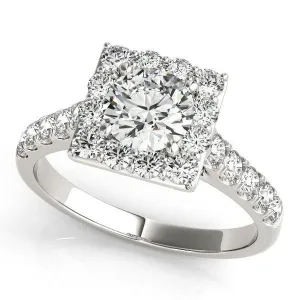 Leia Round Center Stone Square Halo Cathedral Engagement Ring