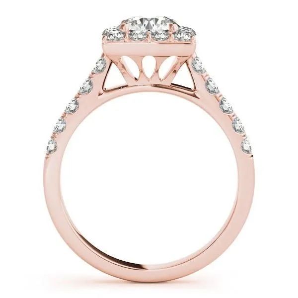 Leia Round Center Stone Square Halo Cathedral Engagement Ring