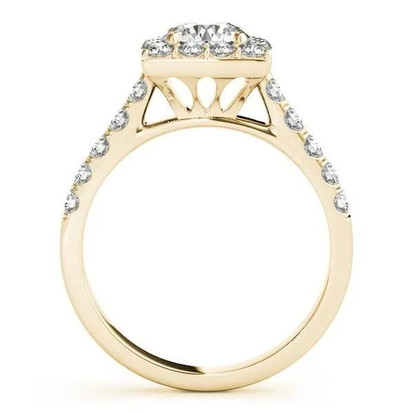 Leia Round Center Stone Square Halo Cathedral Engagement Ring