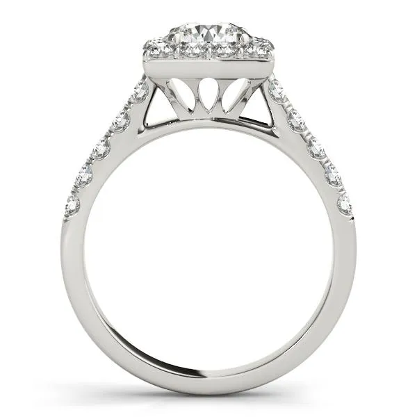Leia Round Center Stone Square Halo Cathedral Engagement Ring