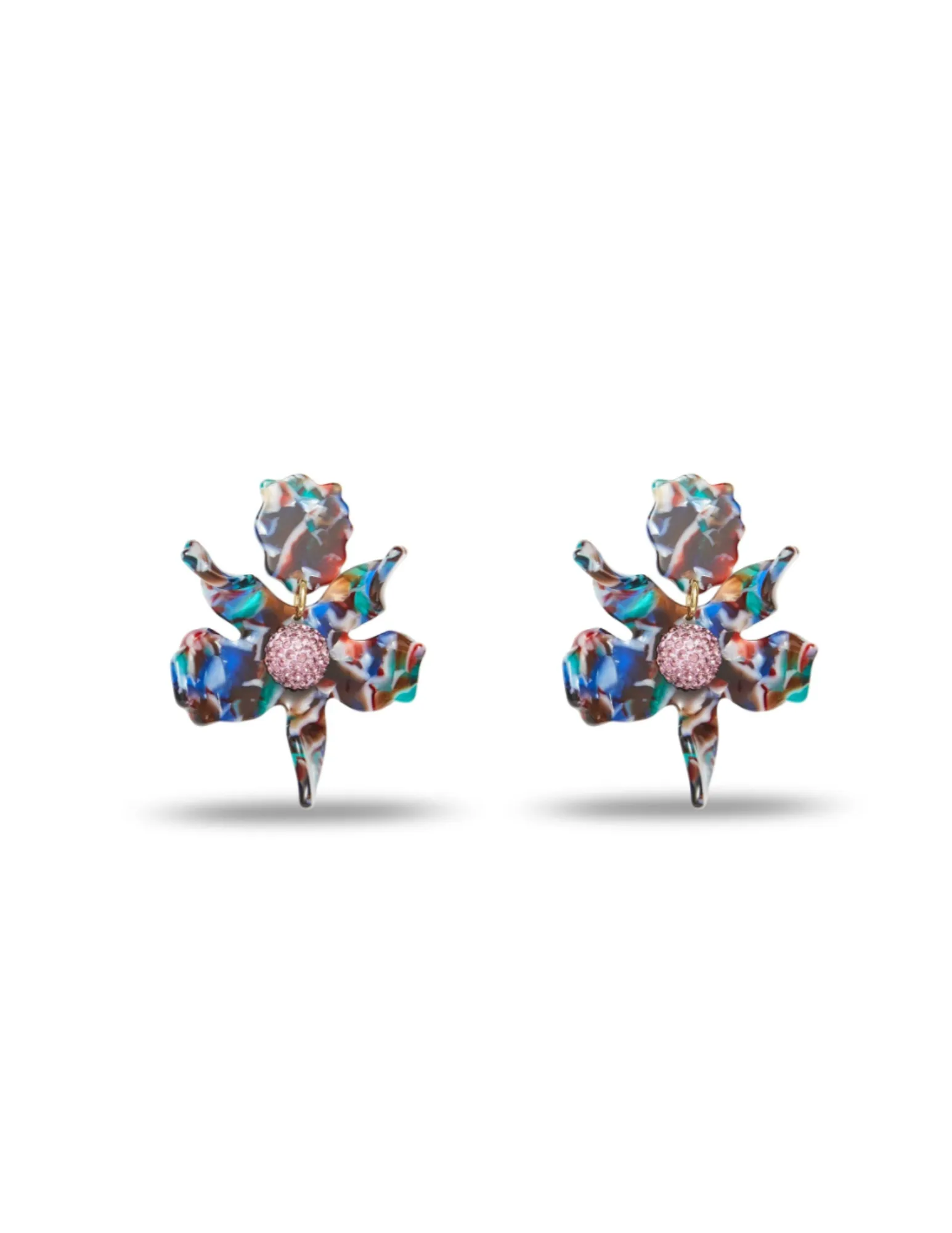 Lele Sadoughi Indigo Fields Small Crystal Lily Earrings