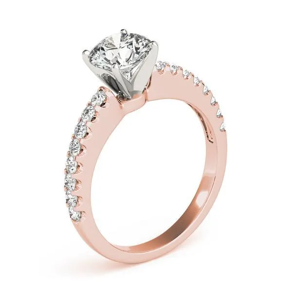 Lennon Round Center Stone Single Row 4 Prong Ring