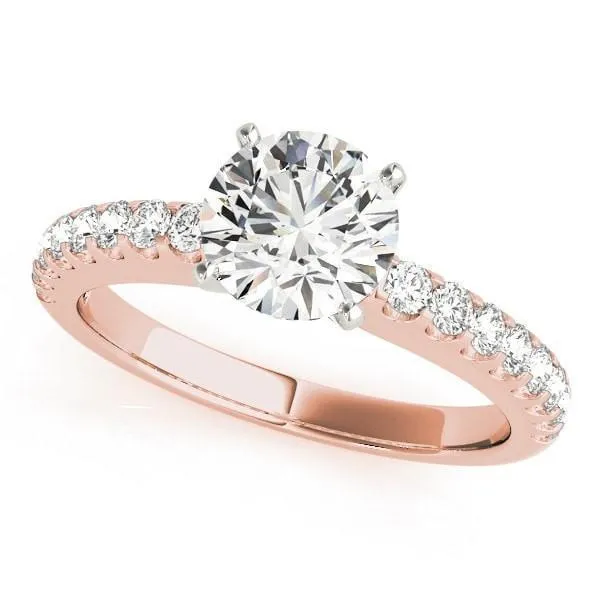 Lennon Round Center Stone Single Row 4 Prong Ring