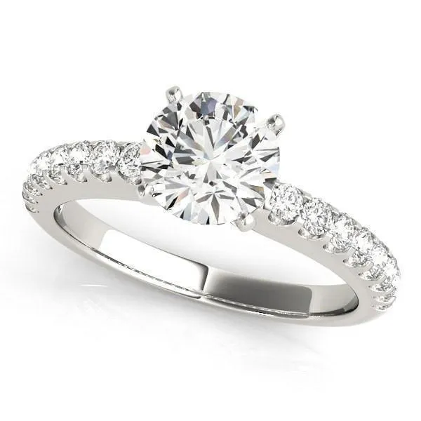 Lennon Round Center Stone Single Row 4 Prong Ring