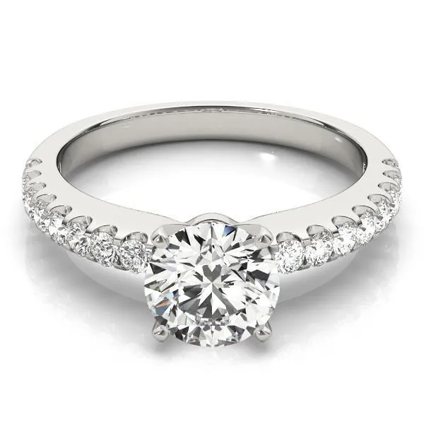Lennon Round Center Stone Single Row 4 Prong Ring