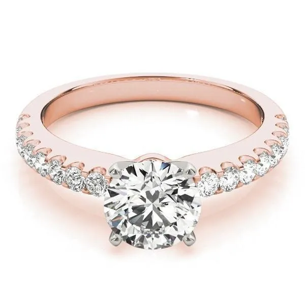 Lennon Round Center Stone Single Row 4 Prong Ring