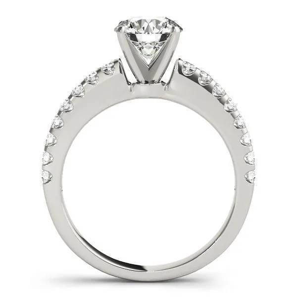 Lennon Round Center Stone Single Row 4 Prong Ring