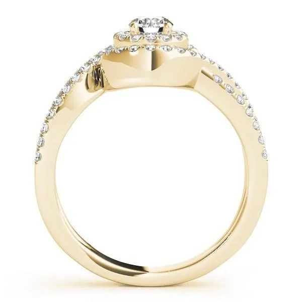 Leonie Round Center Stone Split Bypass Shank Halo Engagement Ring