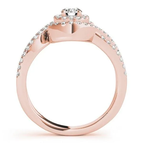 Leonie Round Center Stone Split Bypass Shank Halo Engagement Ring