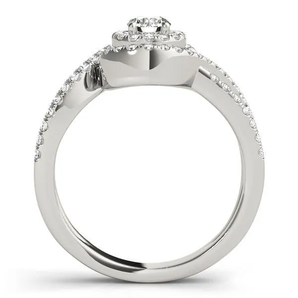 Leonie Round Center Stone Split Bypass Shank Halo Engagement Ring
