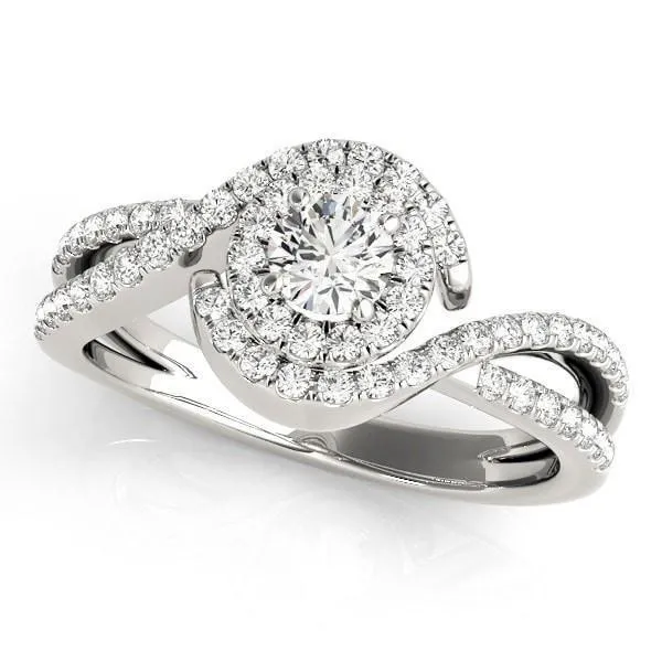 Leonie Round Center Stone Split Bypass Shank Halo Engagement Ring
