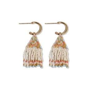 Leta Mini Gold Hoop Confetti Top And Stripe Short Fringe Earrings Amalfi