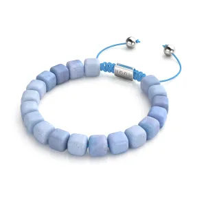 Light Blue Quartz | Silver | Gemstone Pebble Macrame Bracelet
