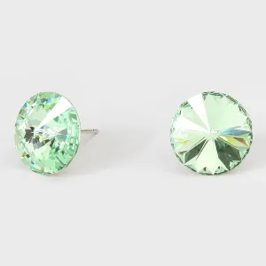 Light Green Small Round Crystal Stud Earrings | 15mm = 0.59" | 114066