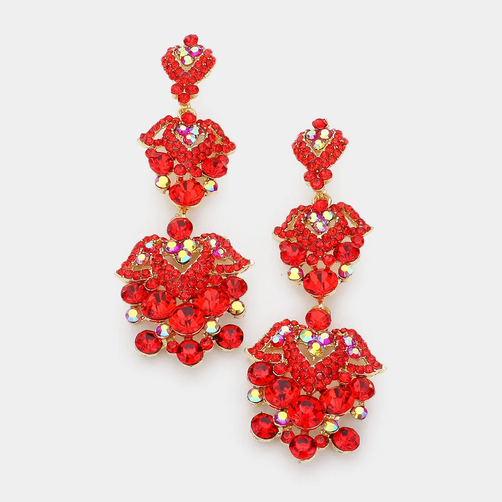 Light Red Crystal Dangle Earrings | Lauren | 549532