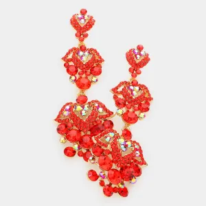 Light Red Crystal Dangle Earrings | Lauren | 549532