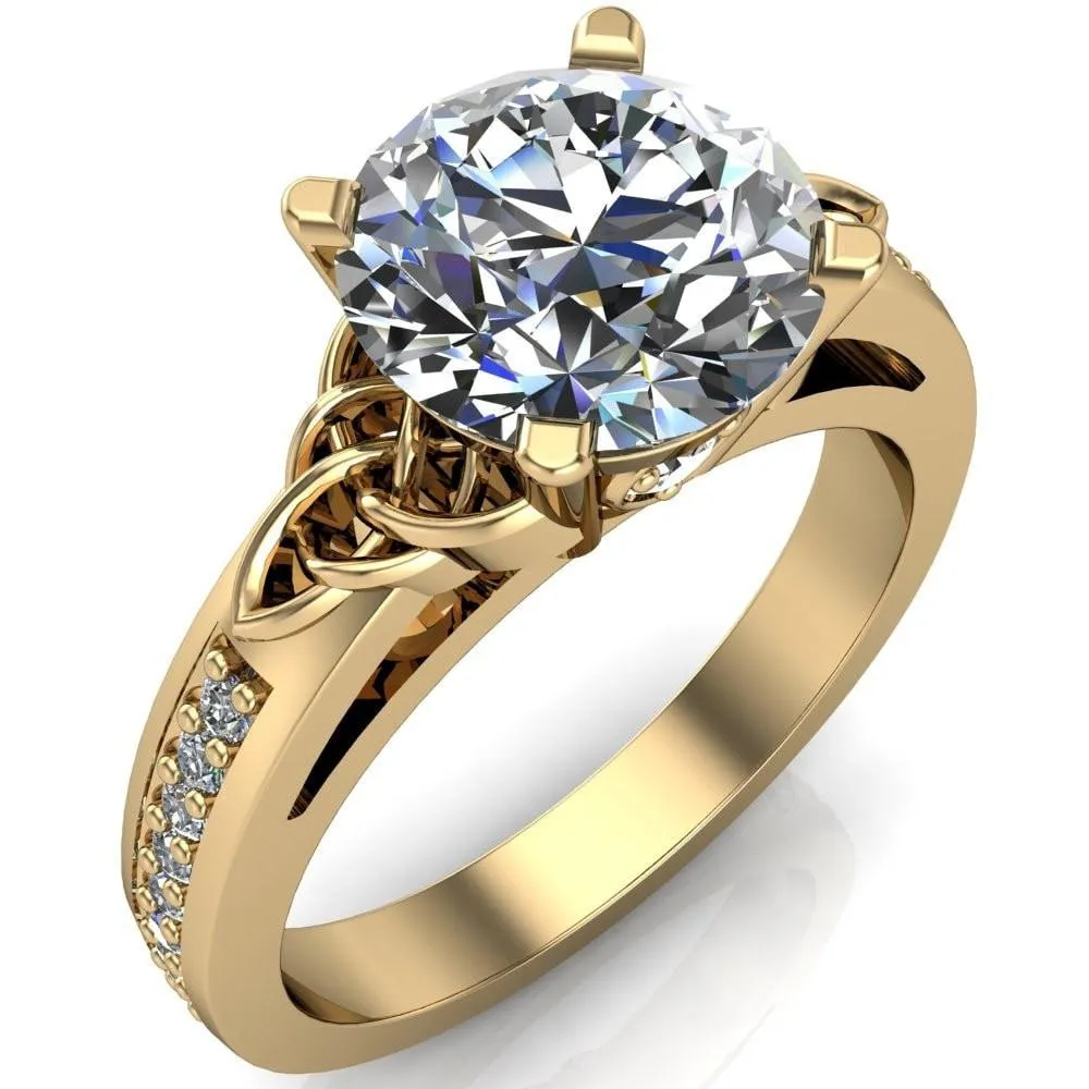 Lilith Round Center Stone Intertwined Shoulders Thick Band Half Eternity Ring