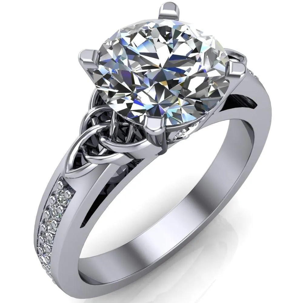 Lilith Round Center Stone Intertwined Shoulders Thick Band Half Eternity Ring
