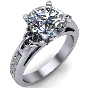 Lilith Round Center Stone Intertwined Shoulders Thick Band Half Eternity Ring