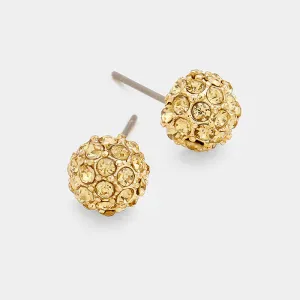Little Girls Light Topaz Crystal Ball Stud Earrings | 103856