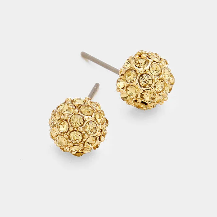 Little Girls Light Topaz Crystal Ball Stud Earrings | 103856