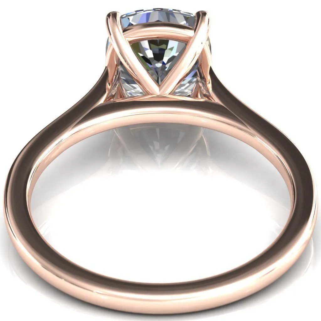 Lizzy Cushion Center Stone 4 Claw Prong Cathedral Engagement Ring