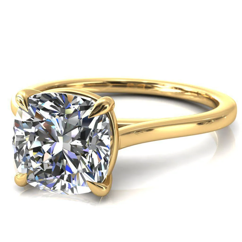 Lizzy Cushion Center Stone 4 Claw Prong Cathedral Engagement Ring