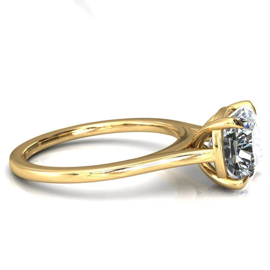 Lizzy Cushion Center Stone 4 Claw Prong Cathedral Engagement Ring