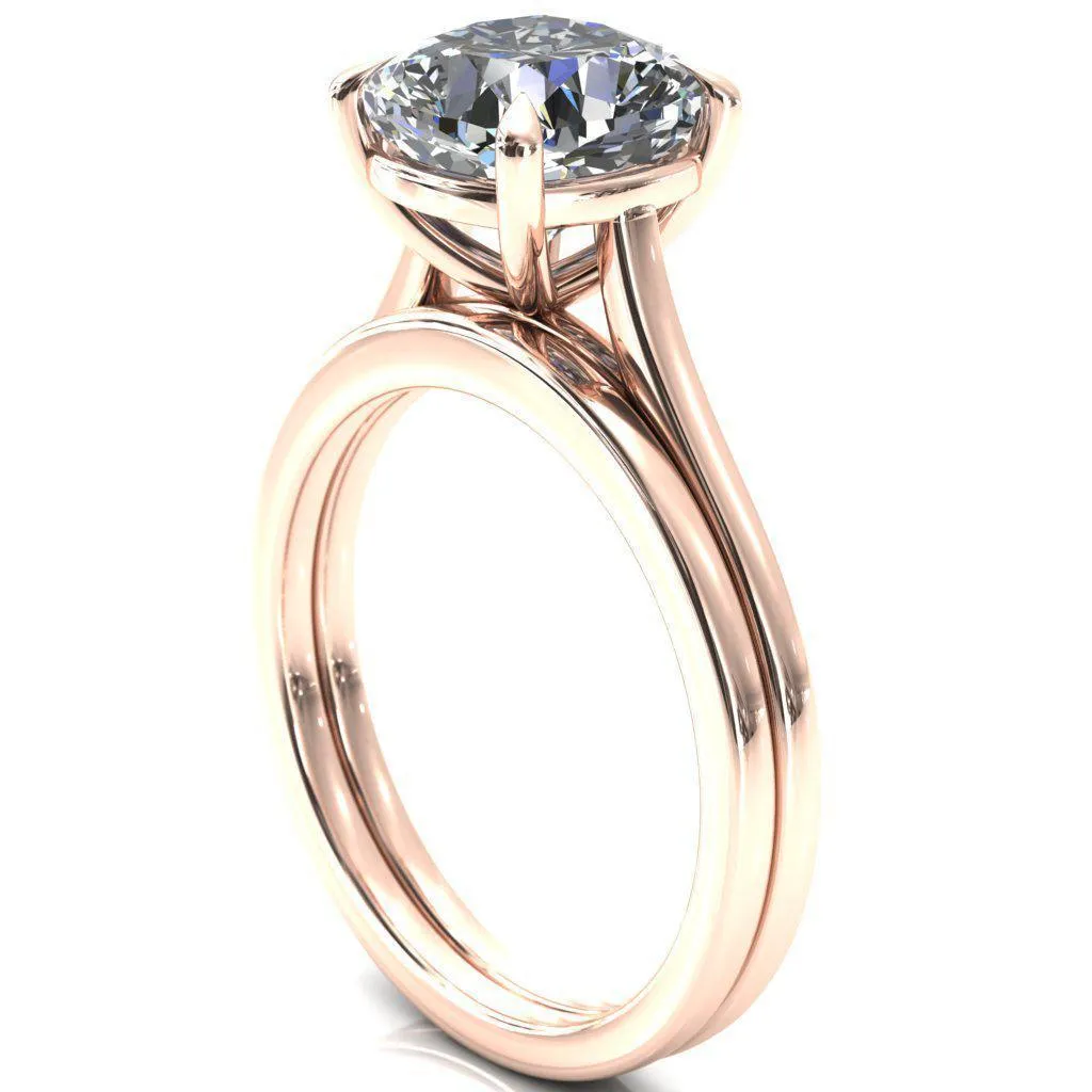 Lizzy Cushion Center Stone 4 Claw Prong Cathedral Engagement Ring